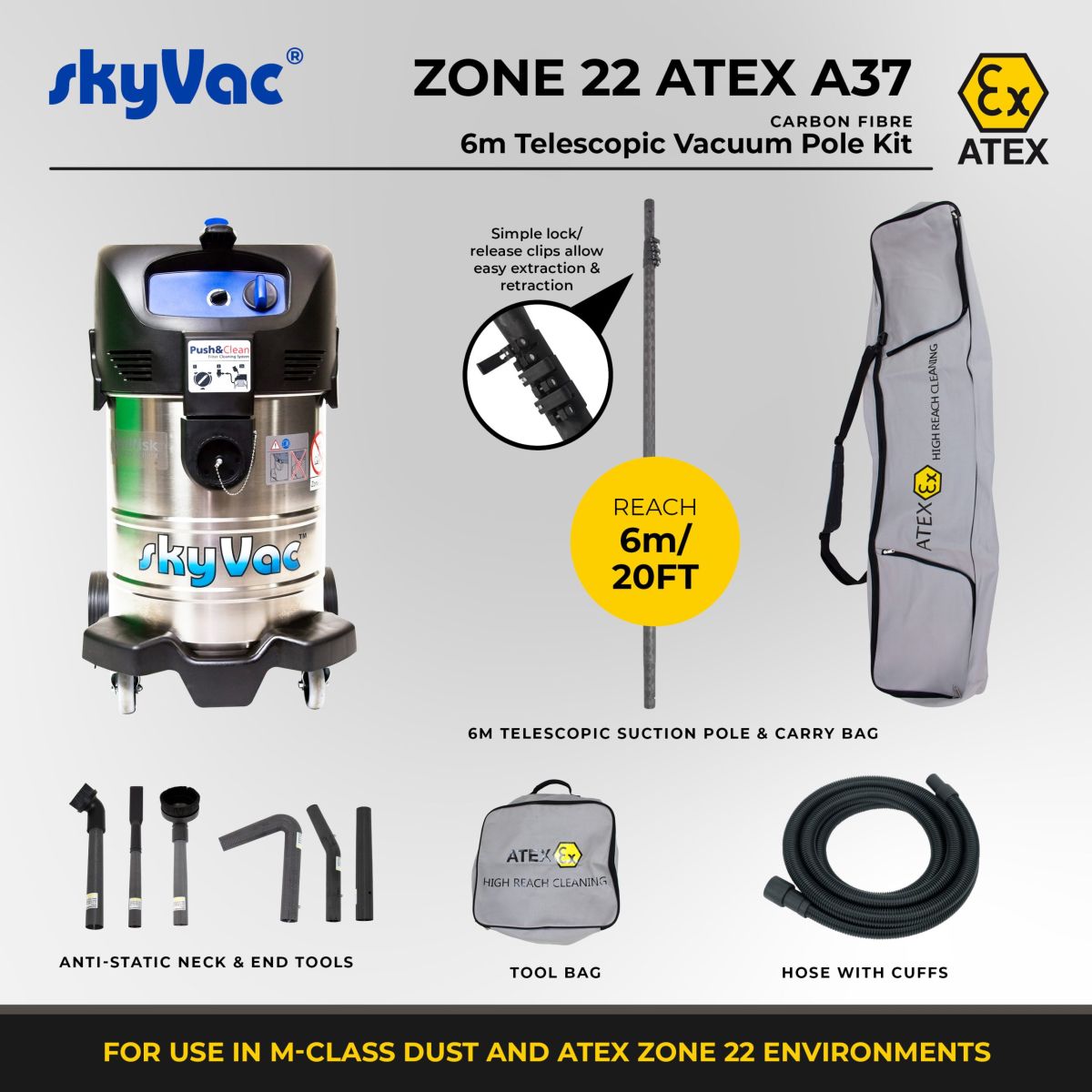 Skyvac®  Atex A37 240v 6 sections / avec pinces