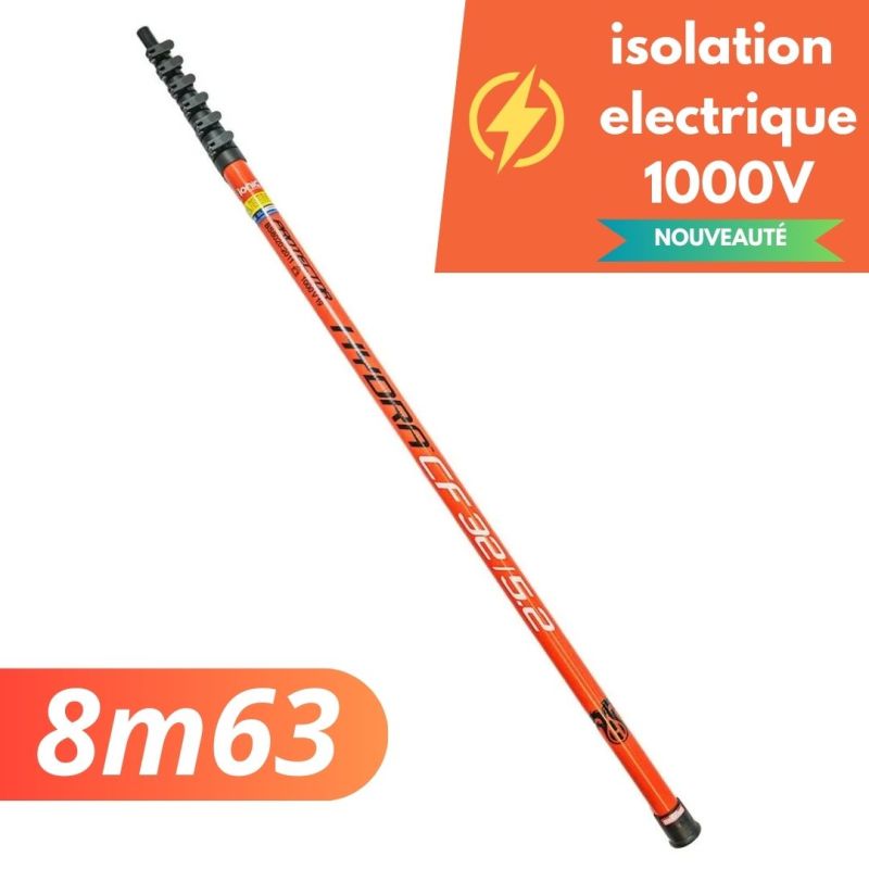 Perche télescopique en fibre de carbone Hydra CF 32/5.2