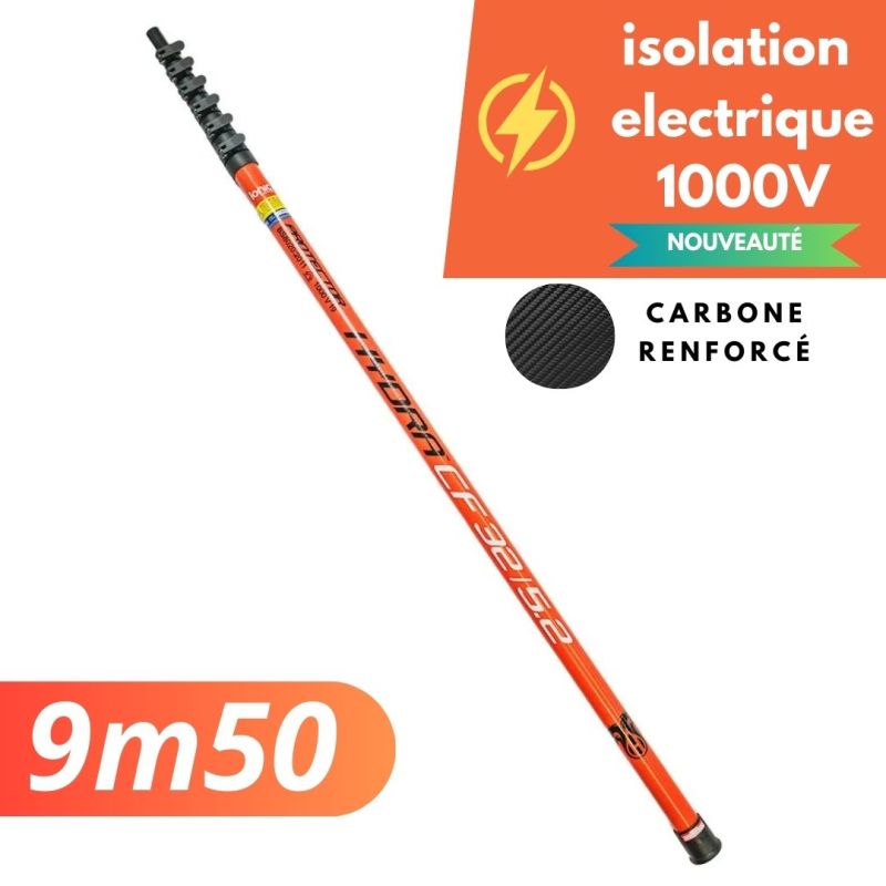 Perche télescopique en fibre de carbone renforcée Hydra CFP 35/6.3