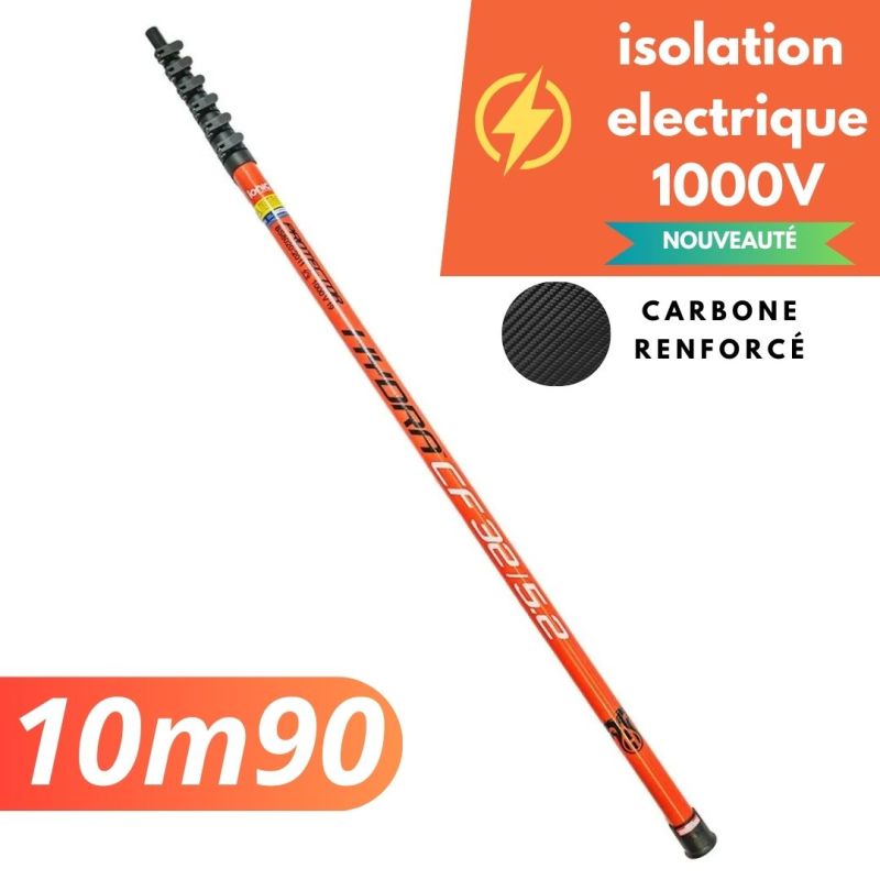 Perche télescopique en fibre de carbone renforcée Hydra CFP 40/6.3
