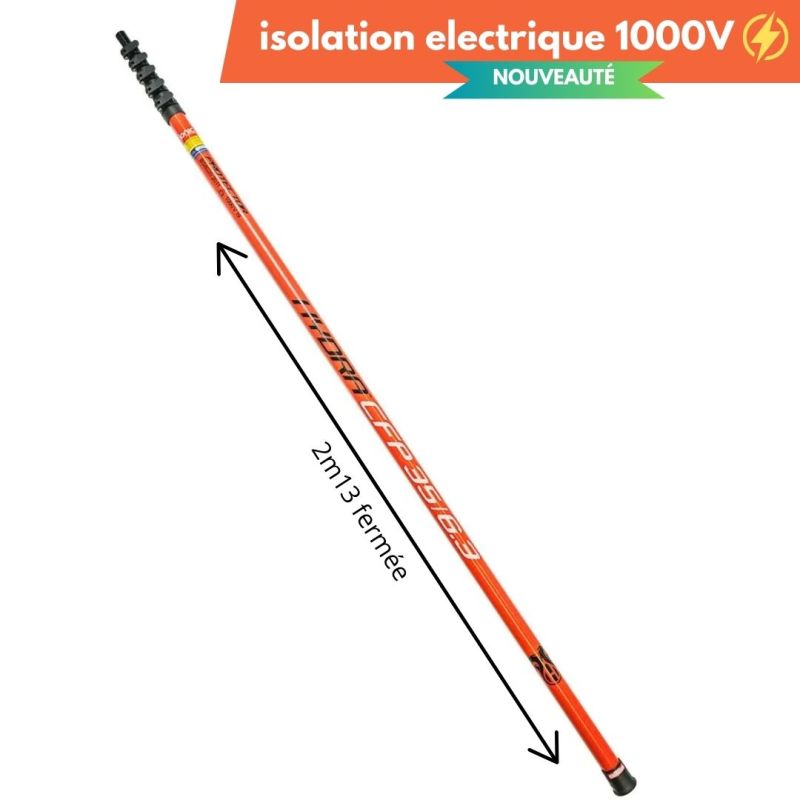 Item Perche télescopique carbone Hydra 12m40 à 18m60 / 2m13 fermée